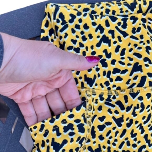 BCBGeneration Leggings High Waist Pants Leopard Print Yellow Women's Medium $68 - Picture 3 of 10